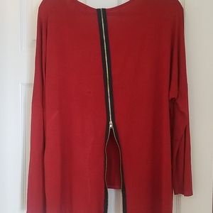 Zipper Back High/low Blouse